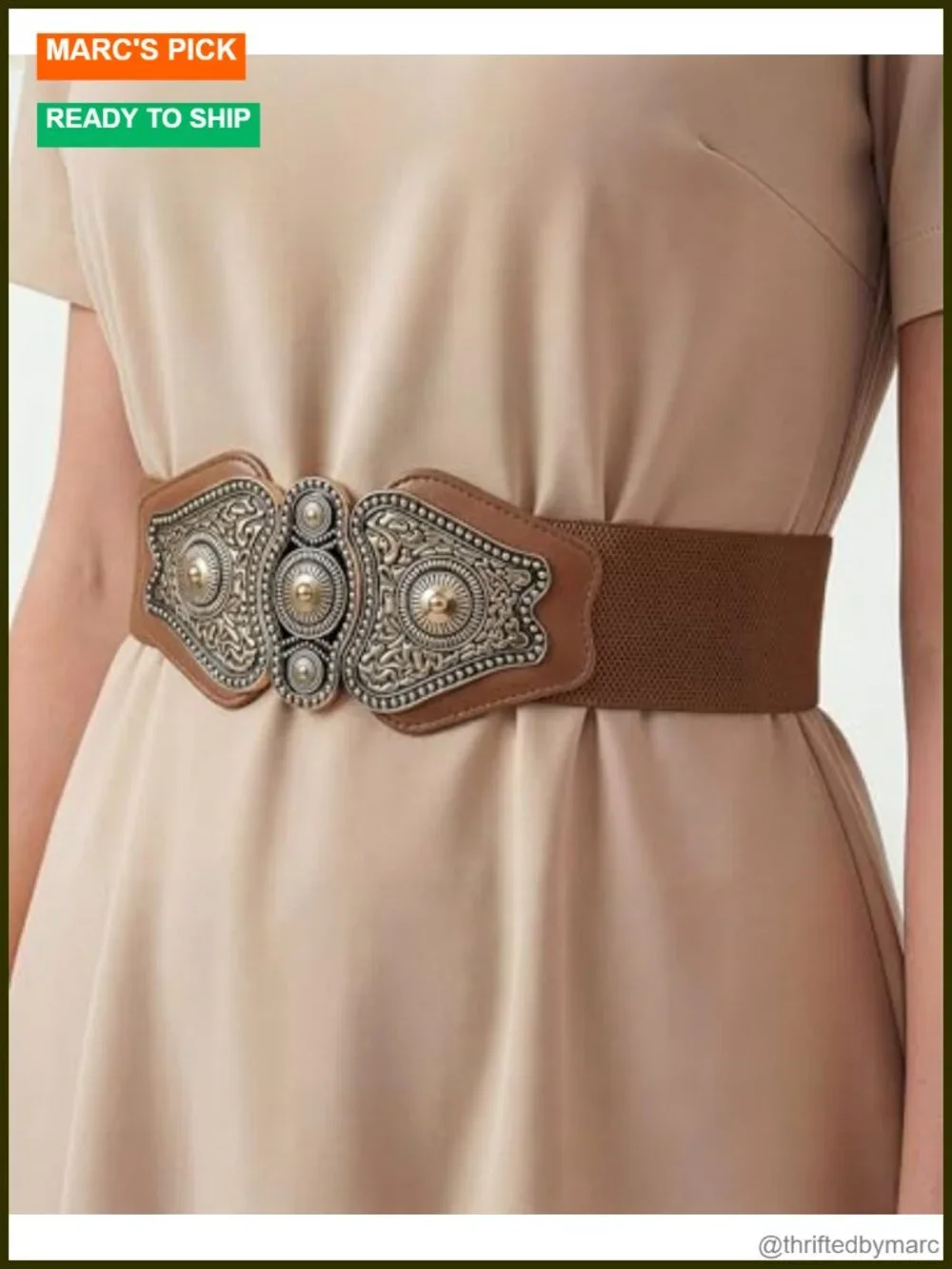 Wide Elastic Stretch Vintage Antique Retro Buckle Belt